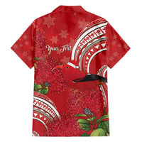 Personalized Mele Kalikimaka Hawaii Family Matching Off Shoulder Short Dress and Hawaiian Shirt I'iwi Bird With Ohia Lehua - Red Color LT14 - Polynesian Pride