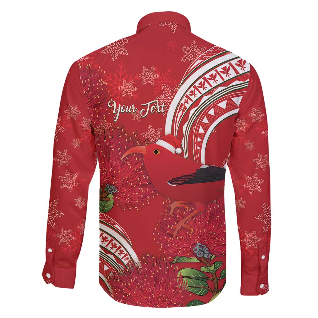 Personalized Mele Kalikimaka Hawaii Family Matching Off Shoulder Short Dress and Hawaiian Shirt I'iwi Bird With Ohia Lehua - Red Color LT14 - Polynesian Pride