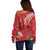 Personalized Mele Kalikimaka Hawaii Off Shoulder Sweater I'iwi Bird With Ohia Lehua - Red Color