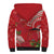 Personalized Mele Kalikimaka Hawaii Sherpa Hoodie I'iwi Bird With Ohia Lehua - Red Color