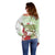 Pastel Green Hawaii Chameleon Christmas Off Shoulder Sweater Mele Kalikimaka Kakau - Watercolor