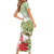 Pastel Green Hawaii Chameleon Christmas Short Sleeve Bodycon Dress Mele Kalikimaka Kakau - Watercolor