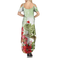 Pastel Green Hawaii Chameleon Christmas Summer Maxi Dress Mele Kalikimaka Kakau - Watercolor