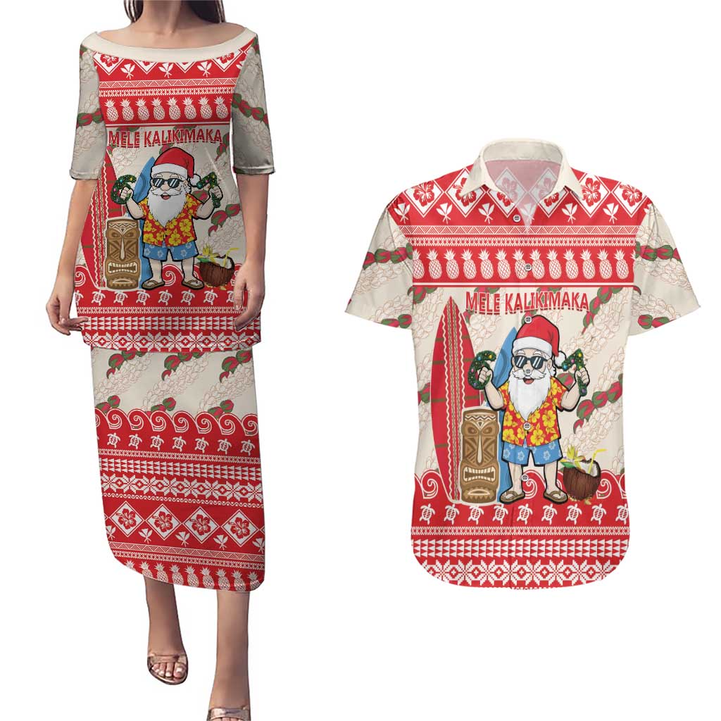 Hawaii Christmas Six Seven Couples Matching Puletasi and Hawaiian Shirt Mele Kalikimaka Funny Santa 67 Gen Alpha Slang - Polynesian Pride