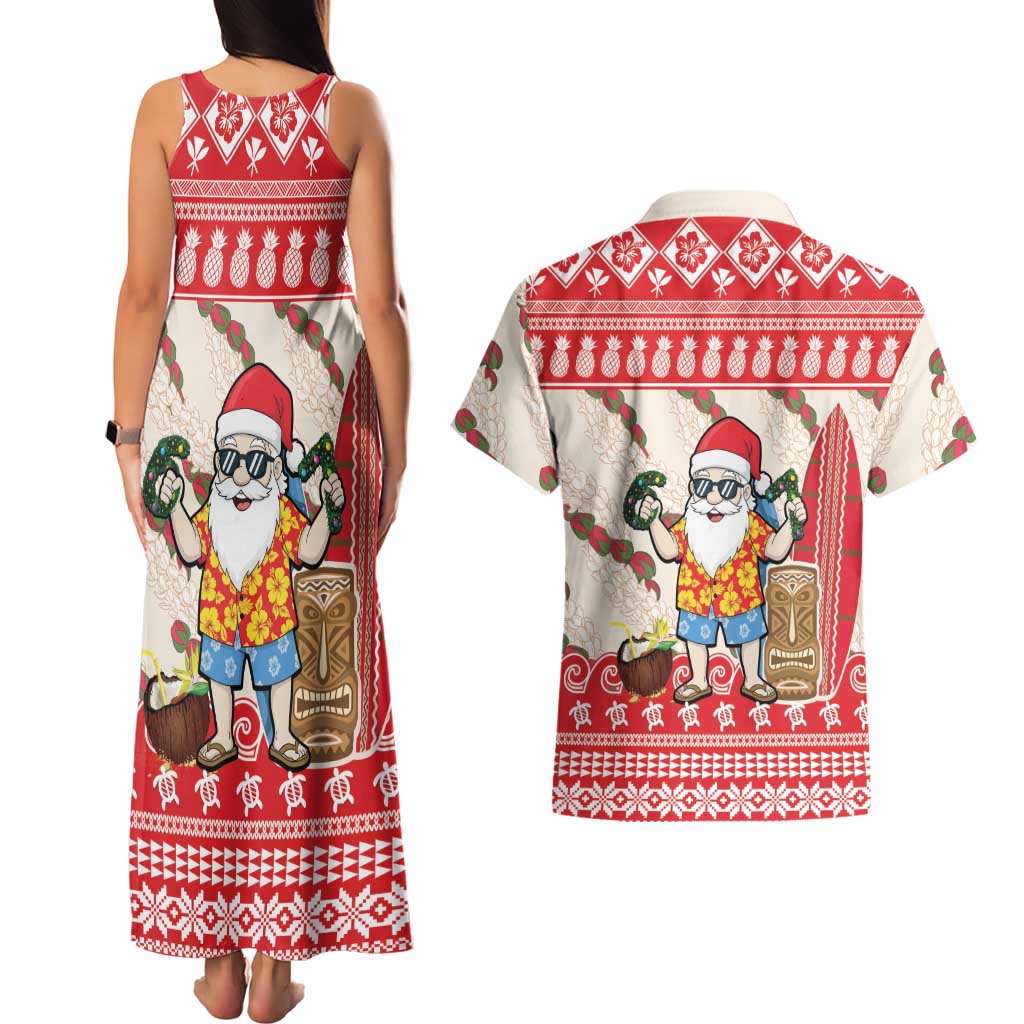 Hawaii Christmas Six Seven Couples Matching Tank Maxi Dress and Hawaiian Shirt Mele Kalikimaka Funny Santa 67 Gen Alpha Slang - Polynesian Pride
