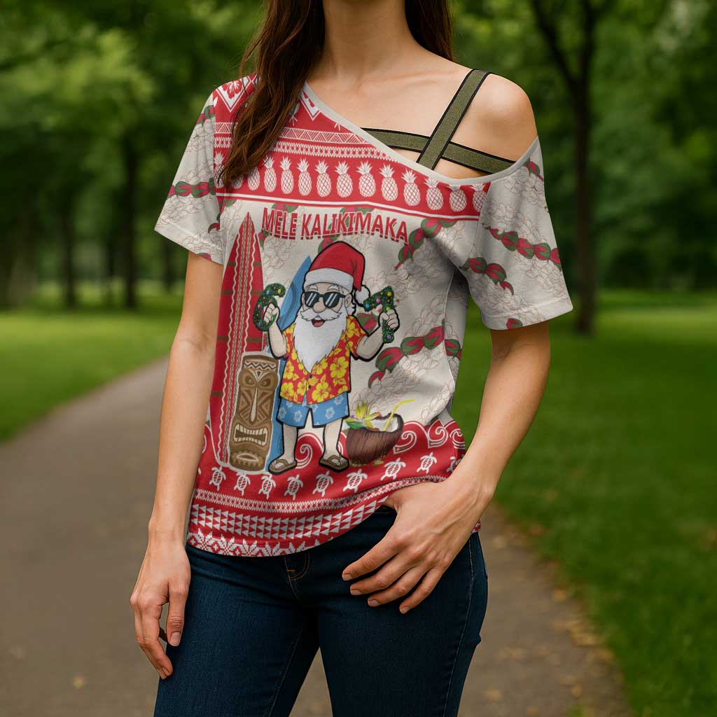 Hawaii Christmas Six Seven Cross Shoulder Shirt Mele Kalikimaka Funny Santa 67 Gen Alpha Slang - Polynesian Pride