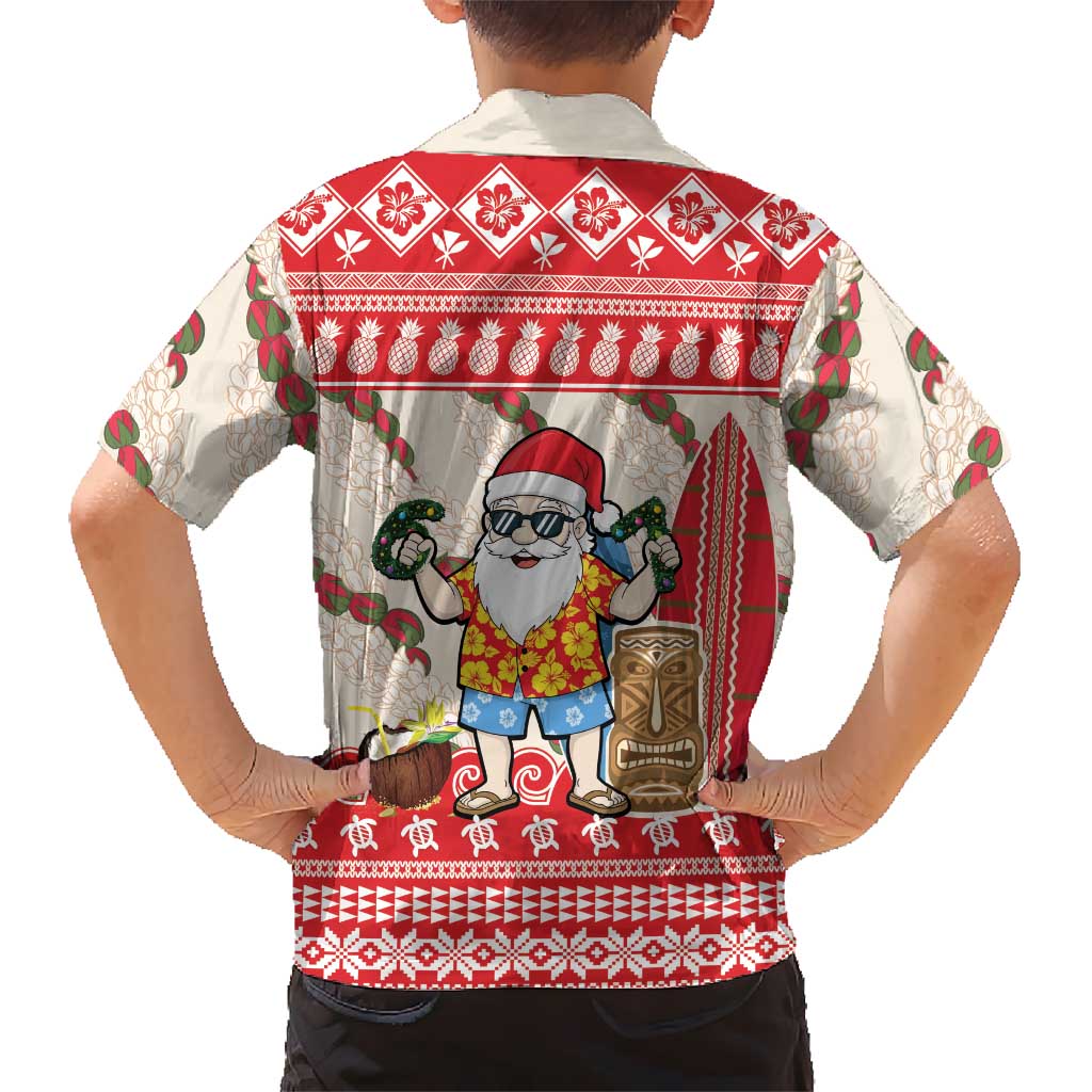 Hawaii Christmas Six Seven Family Matching Long Sleeve Bodycon Dress and Hawaiian Shirt Mele Kalikimaka Funny Santa 67 Gen Alpha Slang LT14 - Polynesian Pride