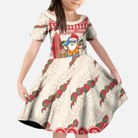 Hawaii Christmas Six Seven Family Matching Long Sleeve Bodycon Dress and Hawaiian Shirt Mele Kalikimaka Funny Santa 67 Gen Alpha Slang LT14 Daughter's Dress Red - Polynesian Pride
