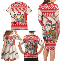 Hawaii Christmas Six Seven Family Matching Long Sleeve Bodycon Dress and Hawaiian Shirt Mele Kalikimaka Funny Santa 67 Gen Alpha Slang LT14 - Polynesian Pride