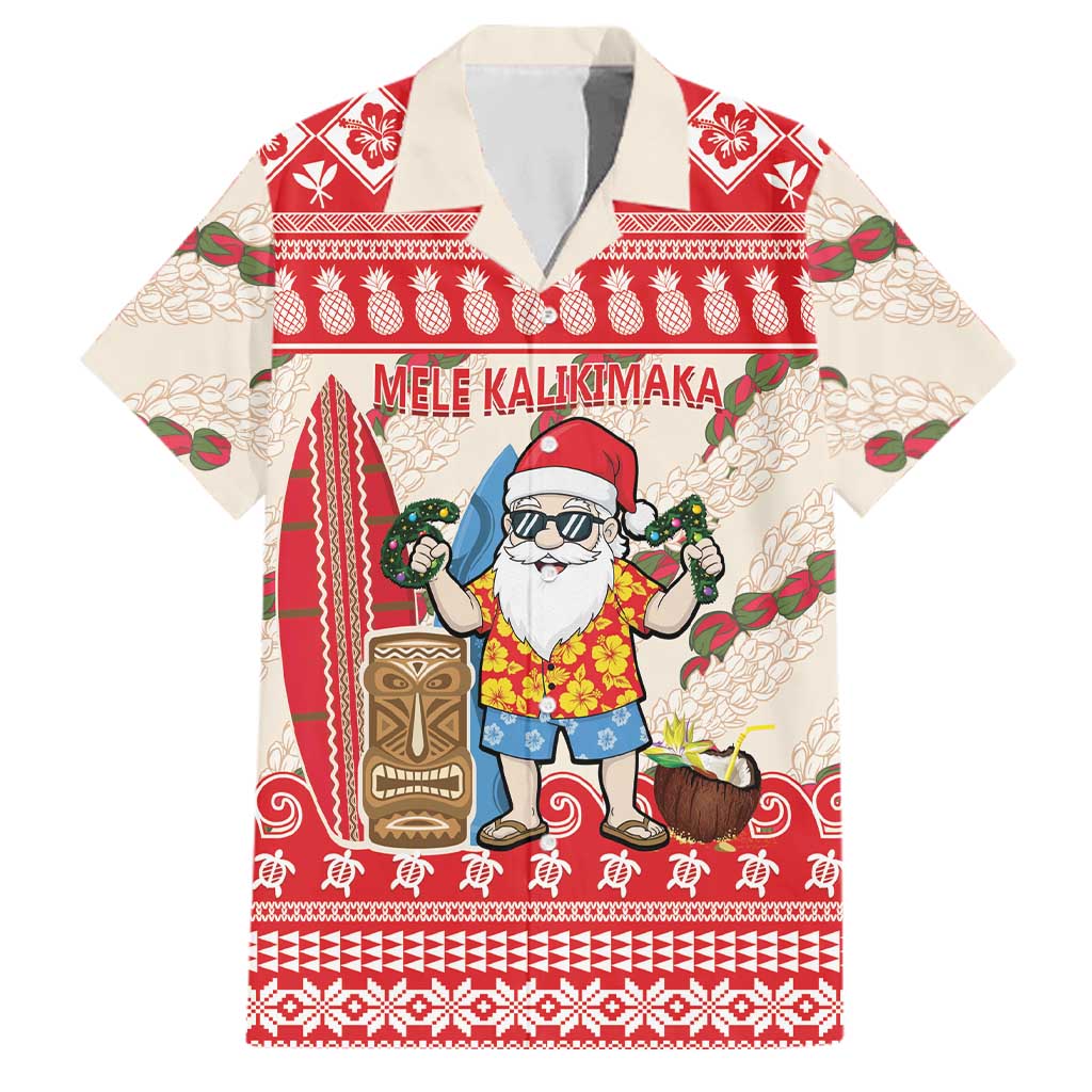 Hawaii Christmas Six Seven Family Matching Tank Maxi Dress and Hawaiian Shirt Mele Kalikimaka Funny Santa 67 Gen Alpha Slang LT14 Dad's Shirt - Short Sleeve Red - Polynesian Pride