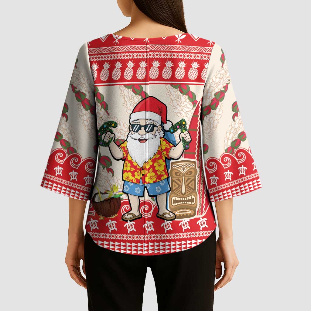 Hawaii Christmas Six Seven Kimono Sleeve Blouse Mele Kalikimaka Funny Santa 67 Gen Alpha Slang - Polynesian Pride