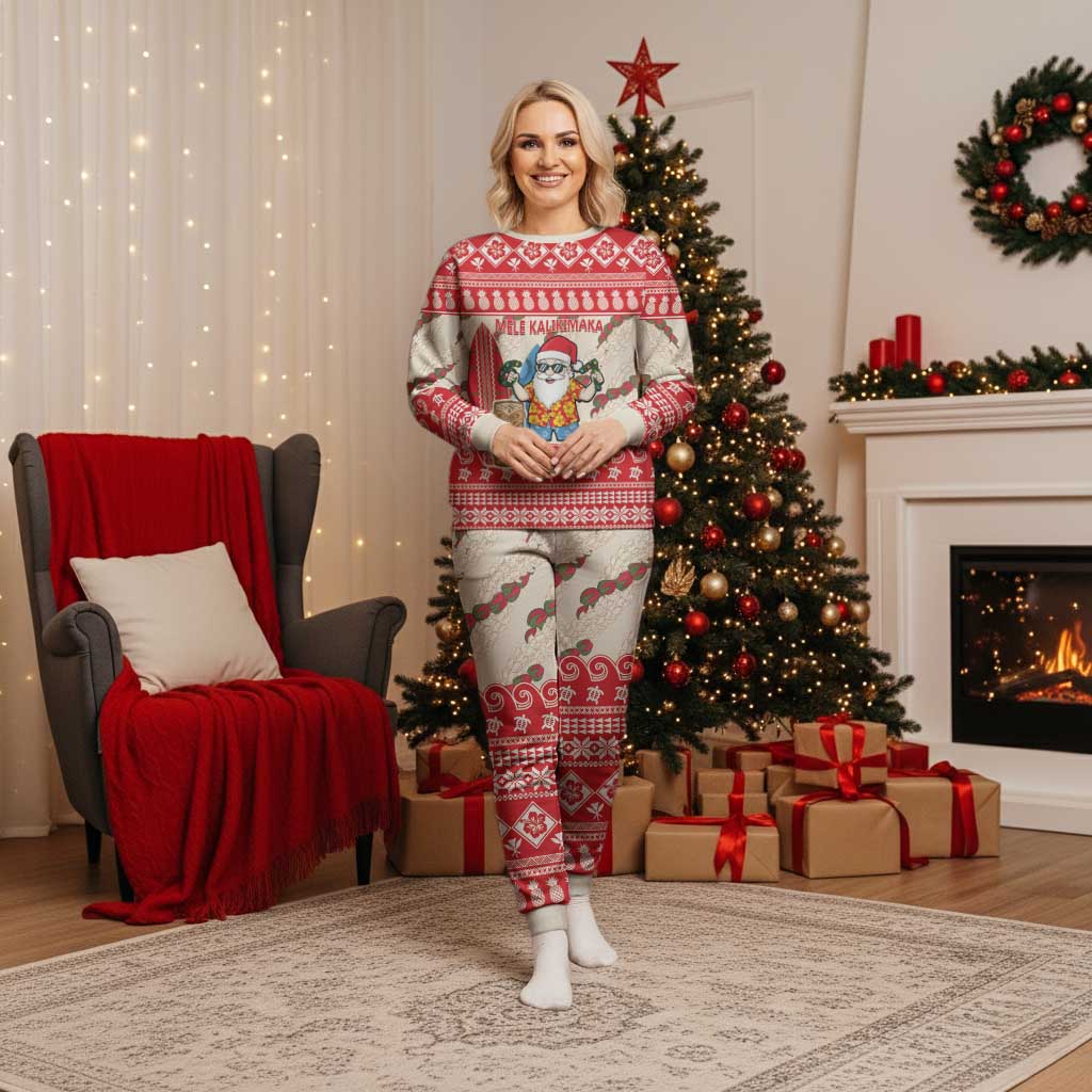 Hawaii Christmas Six Seven Christmas Pajama Set Mele Kalikimaka Funny Santa 67 Gen Alpha Slang - Polynesian Pride