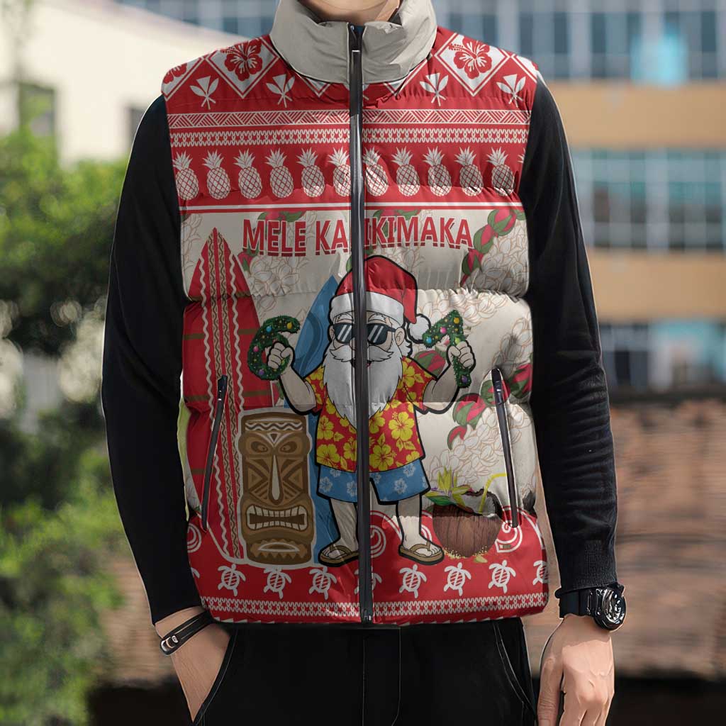 Hawaii Christmas Six Seven Sleeveless Puffer Jacket Mele Kalikimaka Funny Santa 67 Gen Alpha Slang - Polynesian Pride