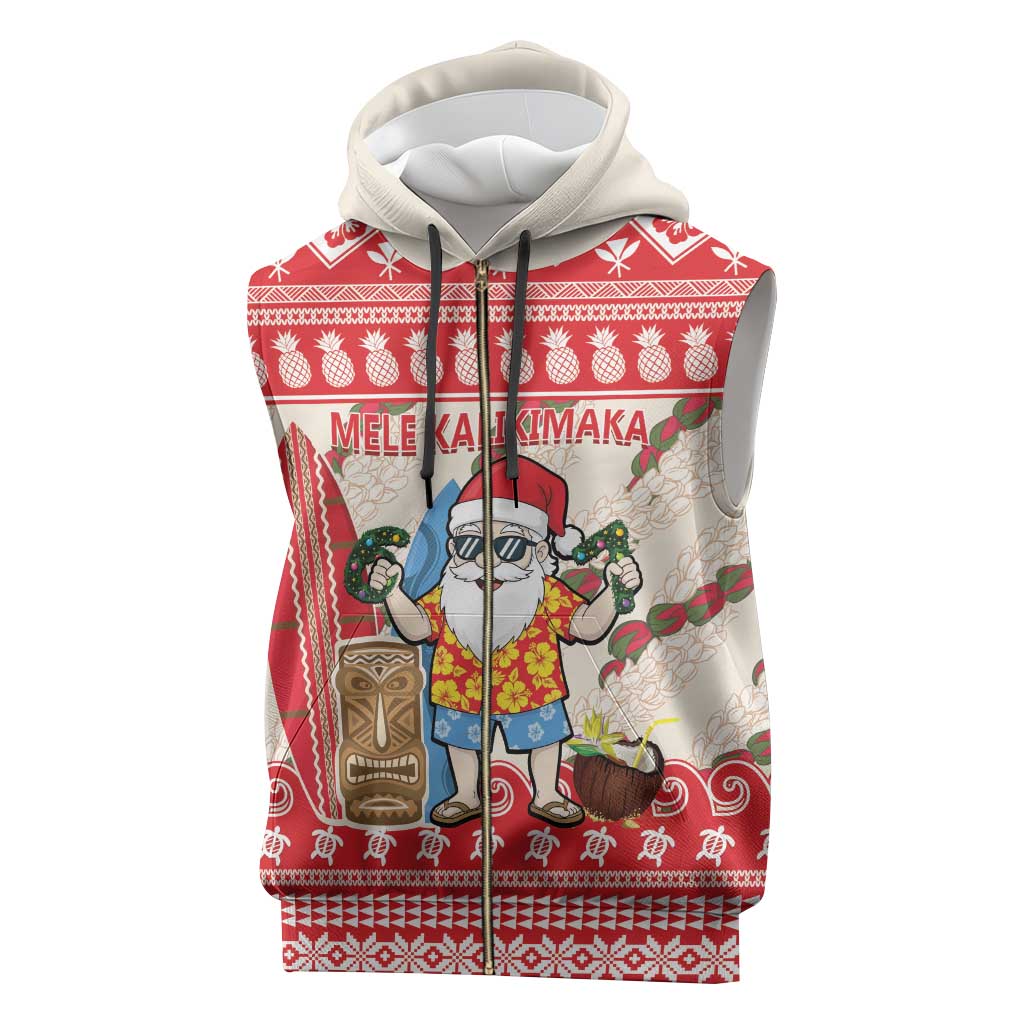 Hawaii Christmas Six Seven Sleeveless Zip Hoodie Mele Kalikimaka Funny Santa 67 Gen Alpha Slang - Polynesian Pride