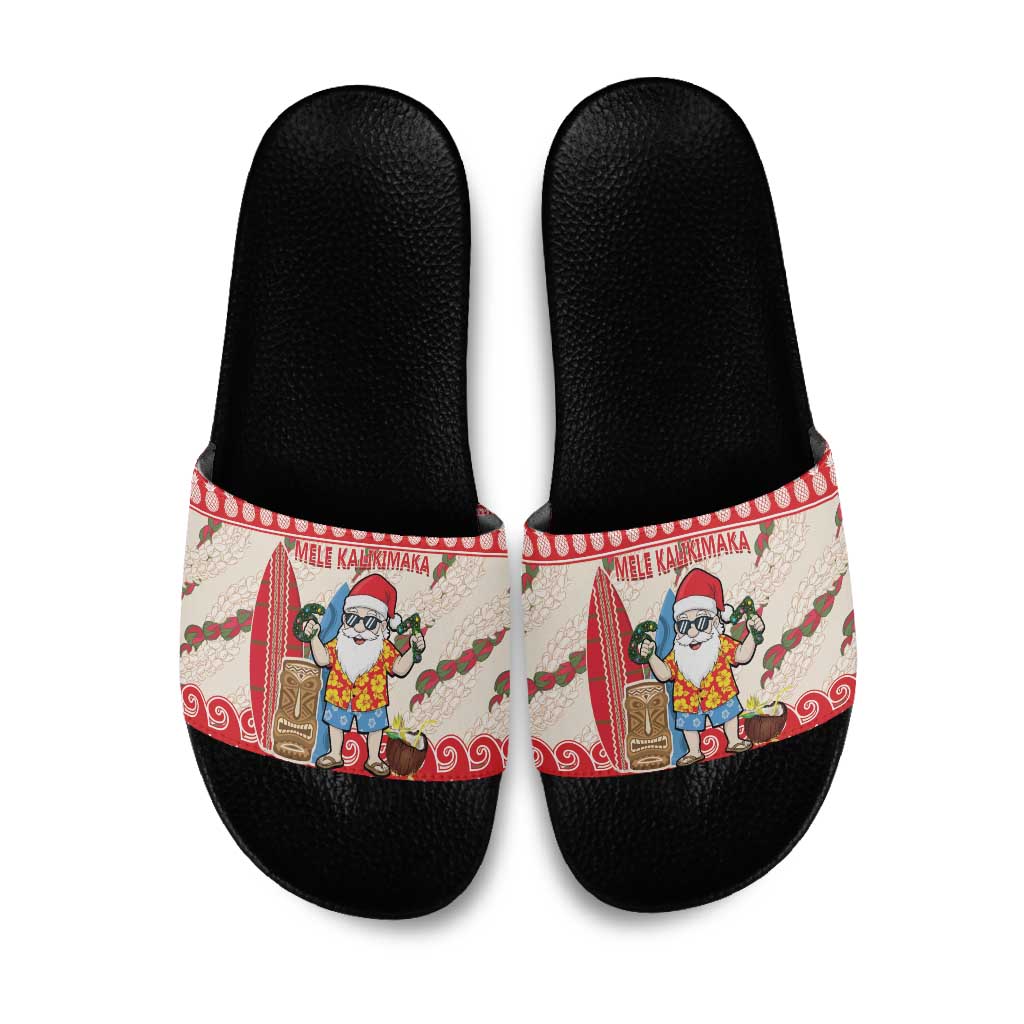 Hawaii Christmas Six Seven Slide Sandals Mele Kalikimaka Funny Santa 67 Gen Alpha Slang - Polynesian Pride