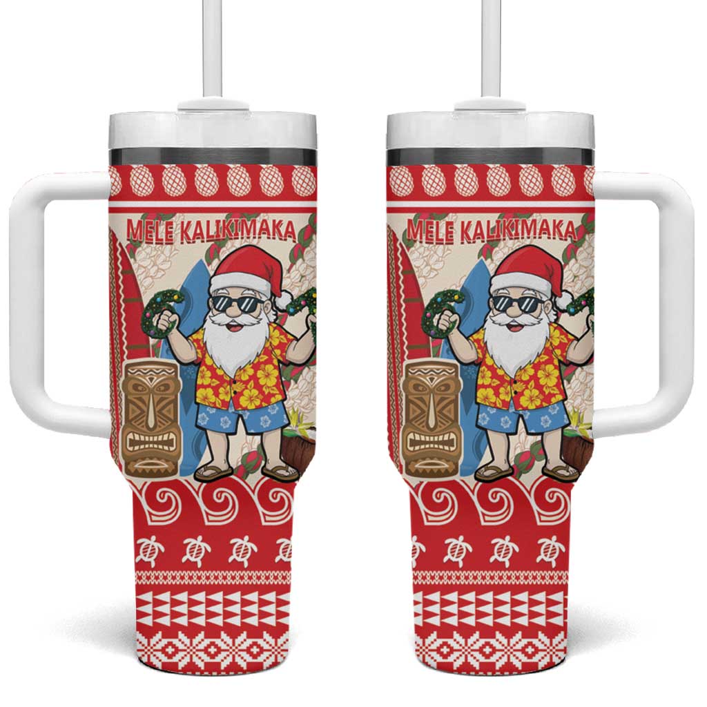 Hawaii Christmas Six Seven Tumbler With Handle Mele Kalikimaka Funny Santa 67 Gen Alpha Slang - Polynesian Pride