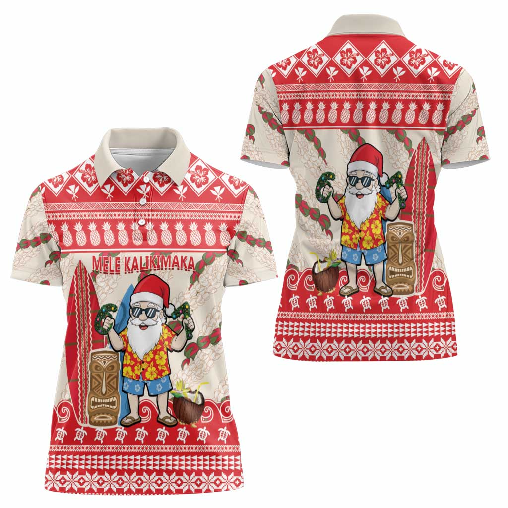 Hawaii Christmas Six Seven Women Polo Shirt Mele Kalikimaka Funny Santa 67 Gen Alpha Slang - Polynesian Pride