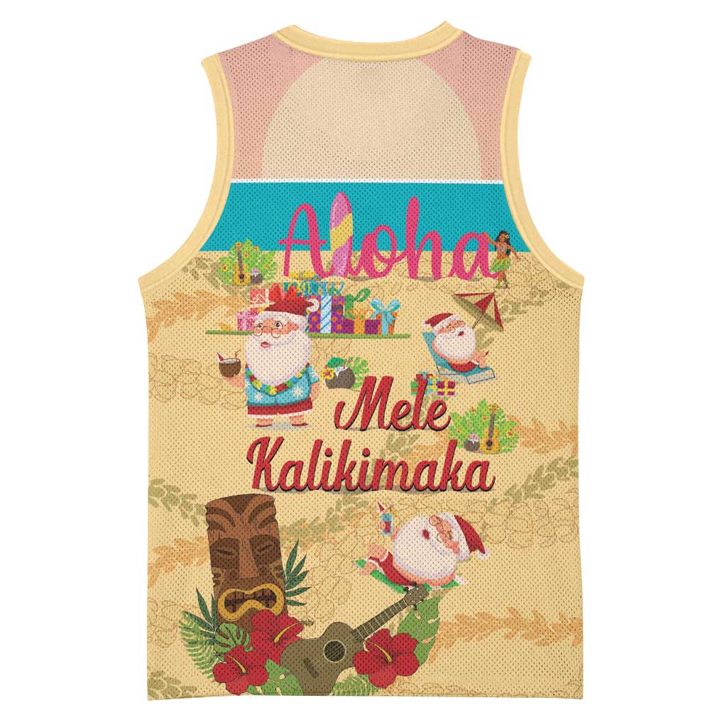 Aloha Hawaii Mele Kalikimaka Basketball Jersey Beachy Funny Santa Hawaiian Lei - Polynesian Pride