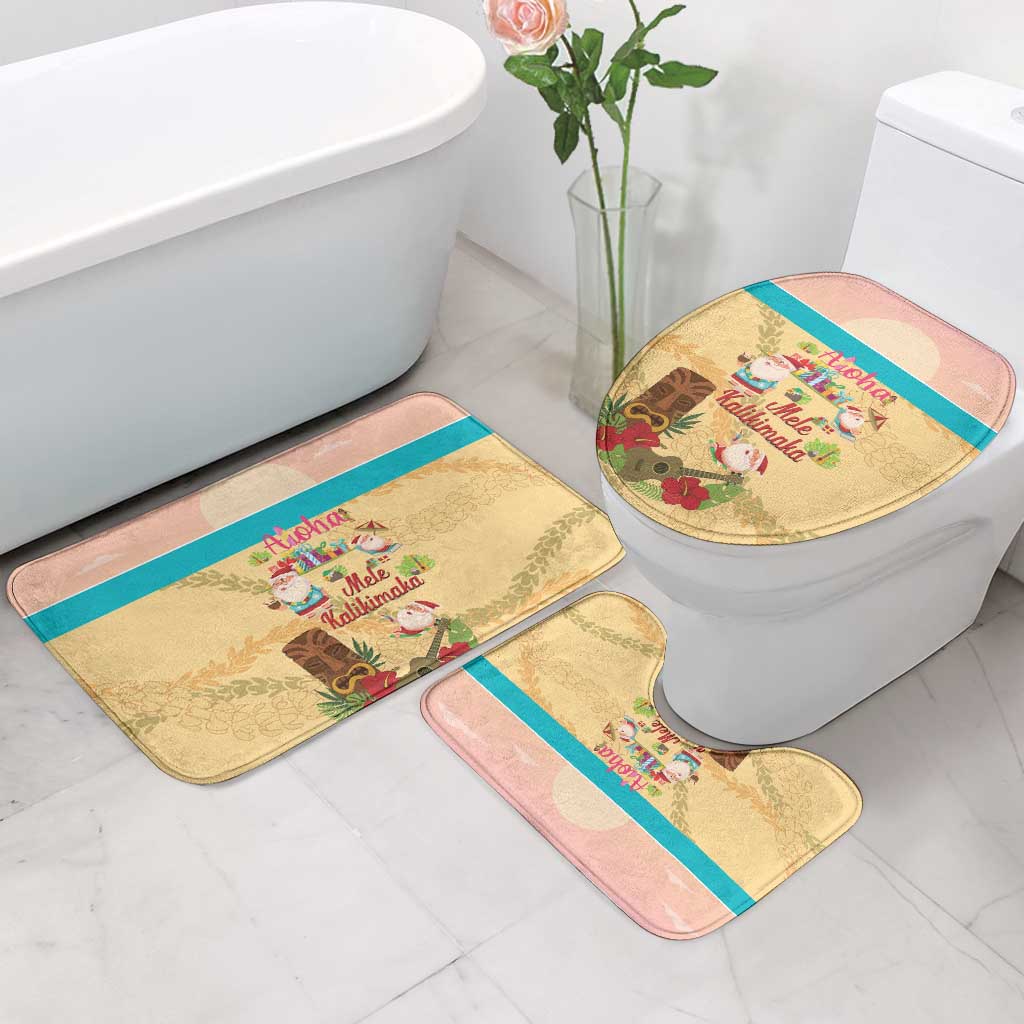 Aloha Hawaii Mele Kalikimaka Bathroom Set Beachy Funny Santa Hawaiian Lei - Polynesian Pride