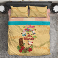 Aloha Hawaii Mele Kalikimaka Bedding Set Beachy Funny Santa Hawaiian Lei - Polynesian Pride