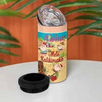 Aloha Hawaii Mele Kalikimaka 4 in 1 Can Cooler Tumbler Beachy Funny Santa Hawaiian Lei - Polynesian Pride