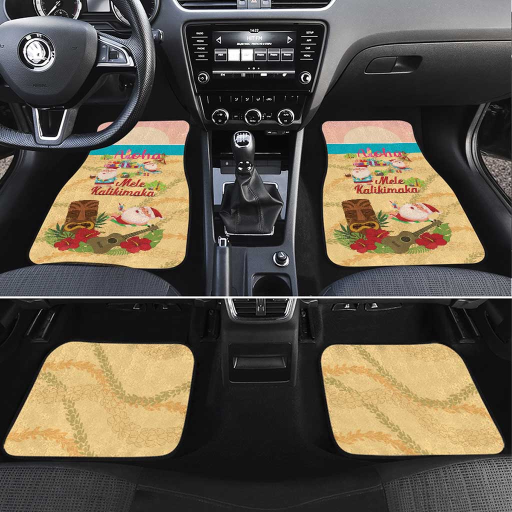 Aloha Hawaii Mele Kalikimaka Car Mats Beachy Funny Santa Hawaiian Lei - Polynesian Pride