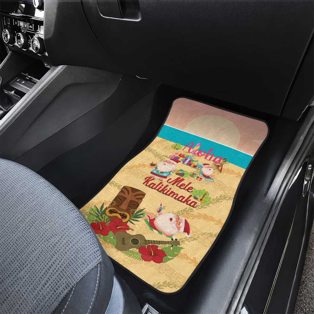 Aloha Hawaii Mele Kalikimaka Car Mats Beachy Funny Santa Hawaiian Lei - Polynesian Pride