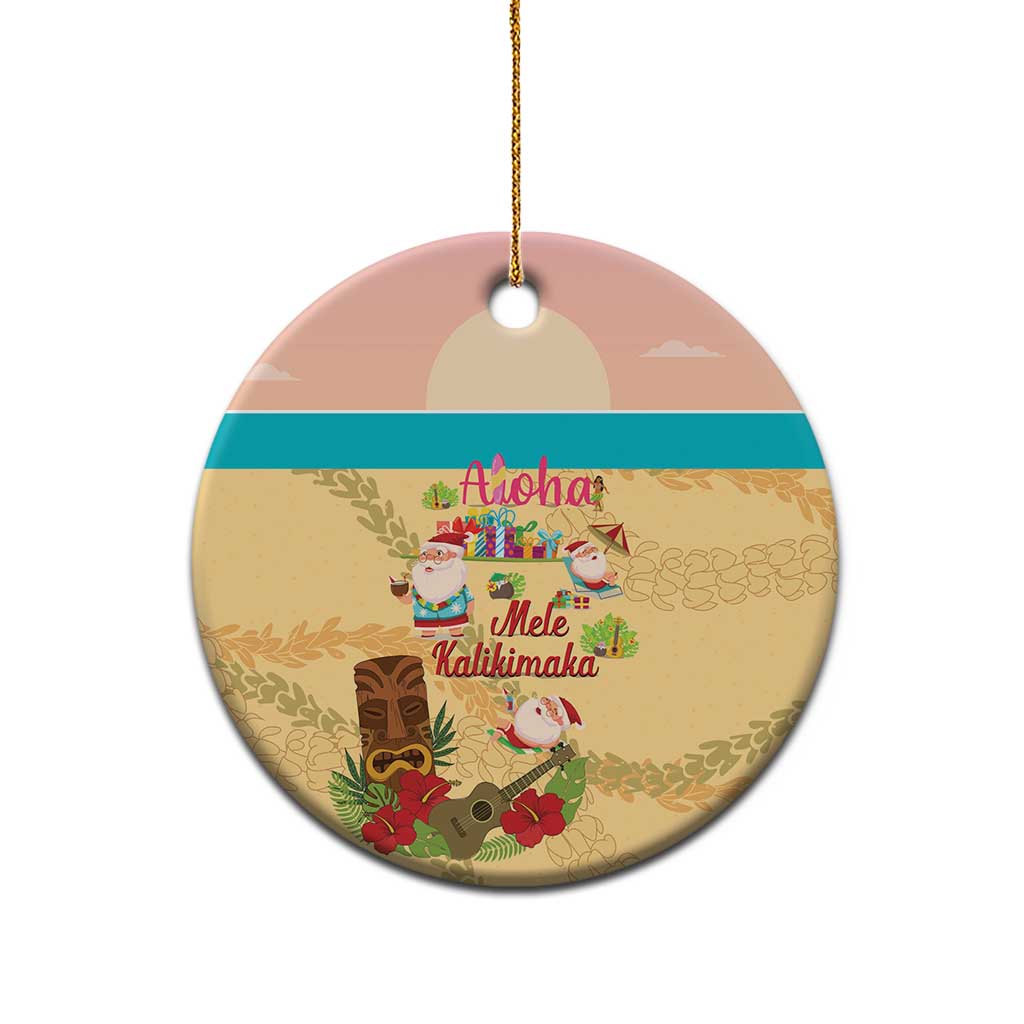 Aloha Hawaii Mele Kalikimaka Ceramic Ornament Beachy Funny Santa Hawaiian Lei - Polynesian Pride