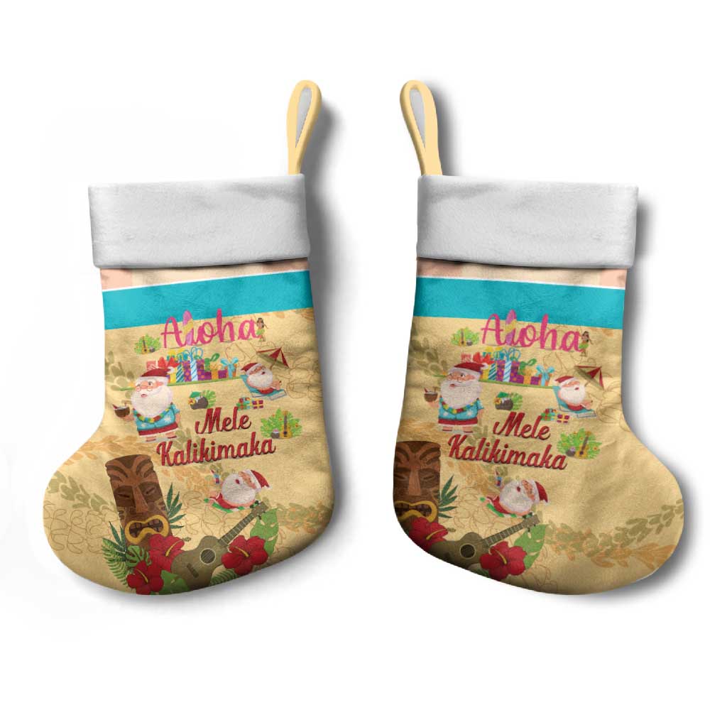 Aloha Hawaii Mele Kalikimaka Christmas Stocking Beachy Funny Santa Hawaiian Lei - Polynesian Pride
