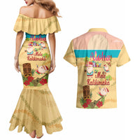 Aloha Hawaii Mele Kalikimaka Couples Matching Mermaid Dress and Hawaiian Shirt Beachy Funny Santa Hawaiian Lei - Polynesian Pride
