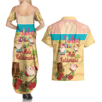 Aloha Hawaii Mele Kalikimaka Couples Matching Summer Maxi Dress and Hawaiian Shirt Beachy Funny Santa Hawaiian Lei - Polynesian Pride