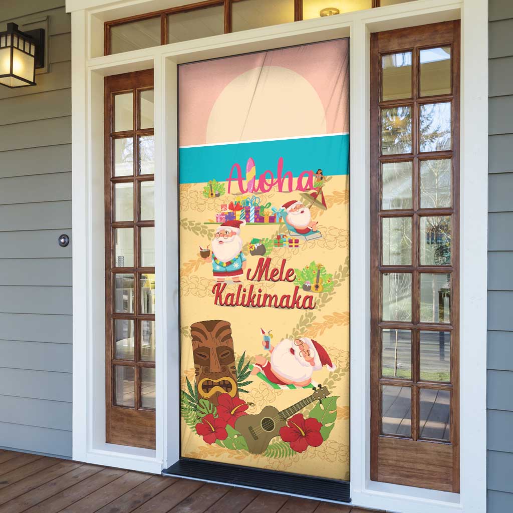 Aloha Hawaii Mele Kalikimaka Door Cover Beachy Funny Santa Hawaiian Lei - Polynesian Pride