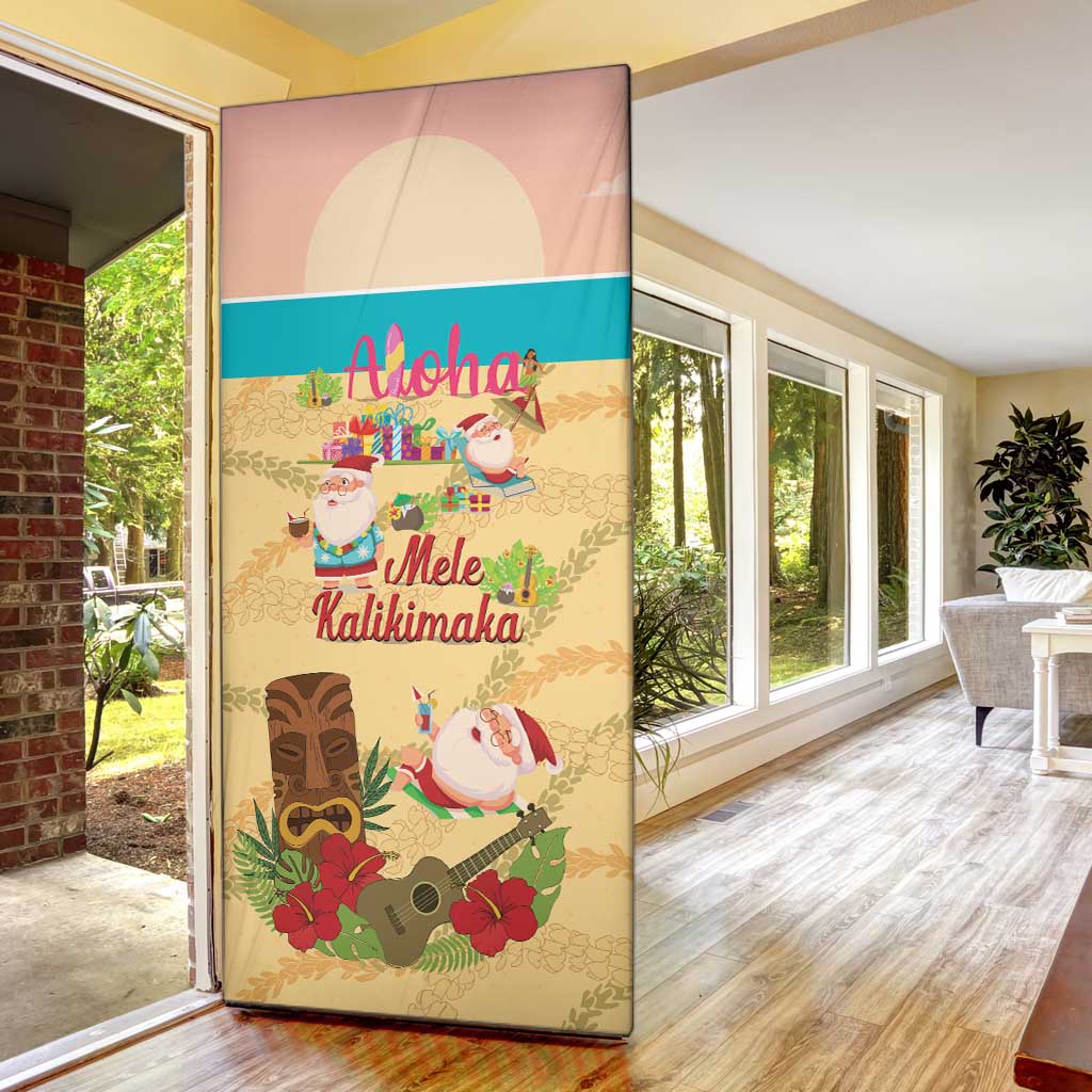 Aloha Hawaii Mele Kalikimaka Door Cover Beachy Funny Santa Hawaiian Lei - Polynesian Pride