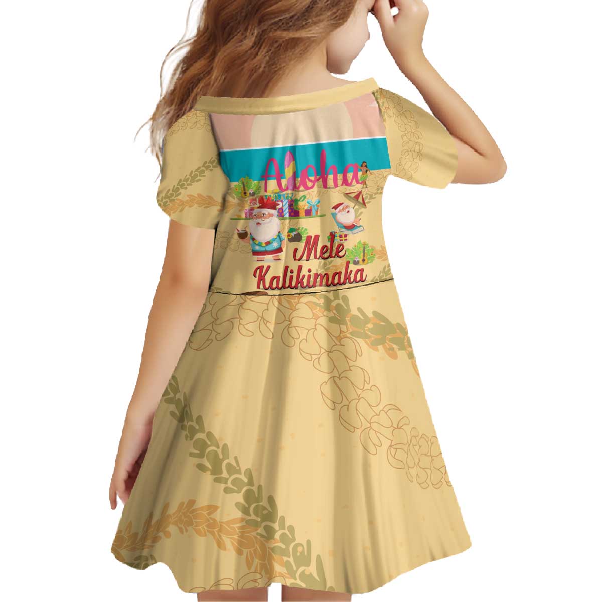 Aloha Hawaii Mele Kalikimaka Family Matching Off The Shoulder Long Sleeve Dress and Hawaiian Shirt Beachy Funny Santa Hawaiian Lei - Polynesian Pride