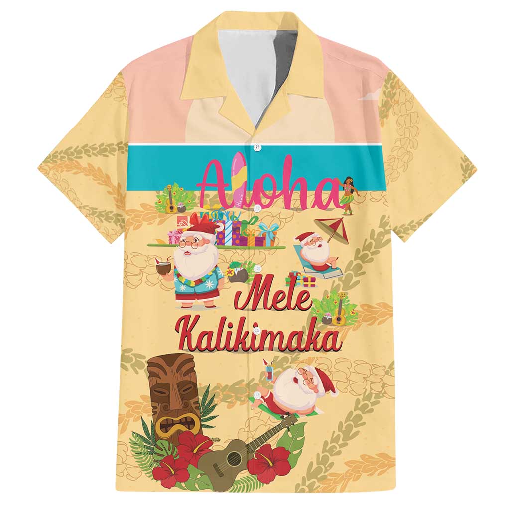 Aloha Hawaii Mele Kalikimaka Family Matching Short Sleeve Bodycon Dress and Hawaiian Shirt Beachy Funny Santa Hawaiian Lei - Polynesian Pride