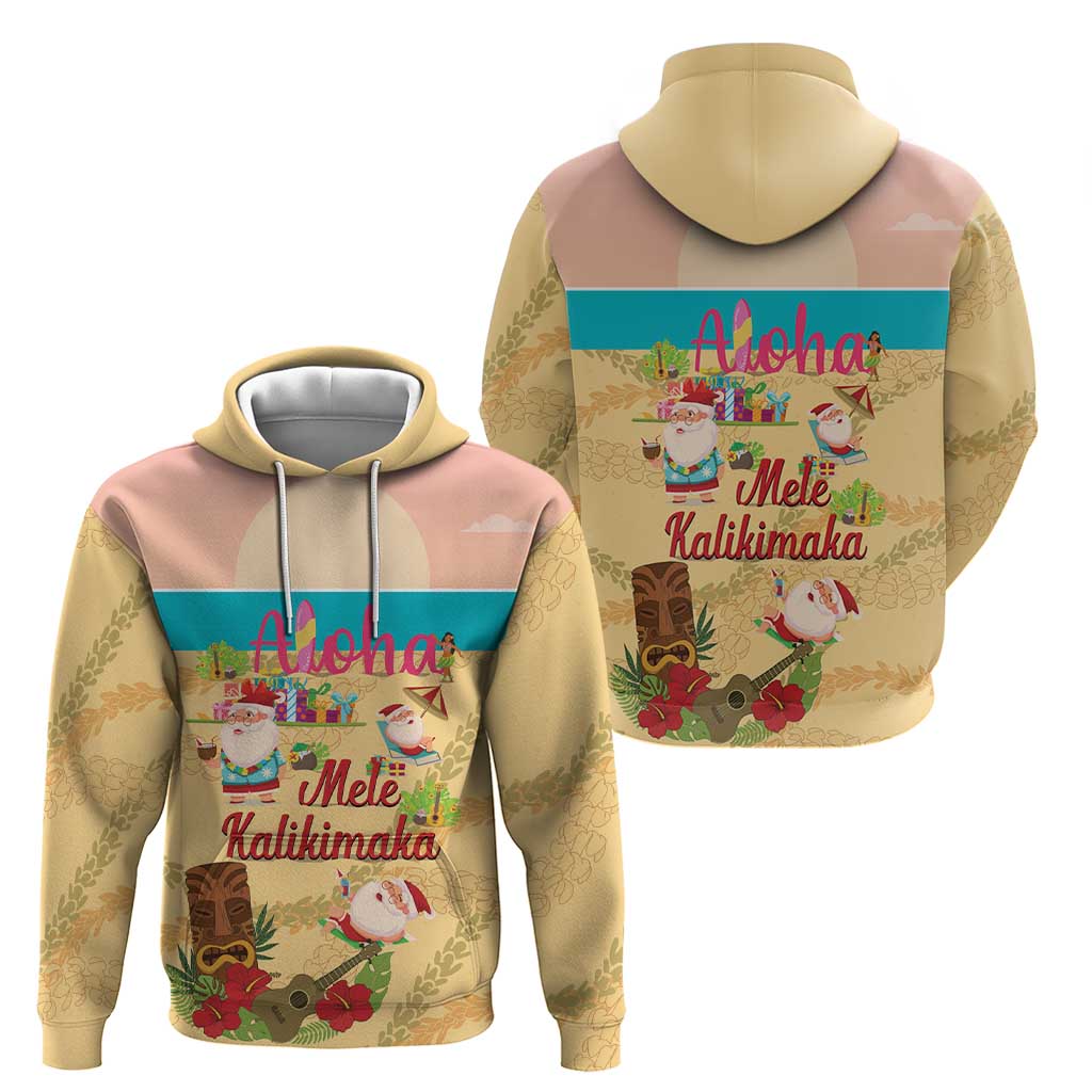 Aloha Hawaii Mele Kalikimaka Hoodie Beachy Funny Santa Hawaiian Lei - Polynesian Pride