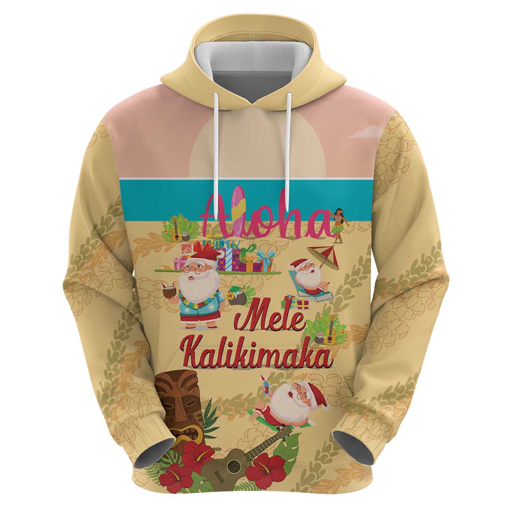 Aloha Hawaii Mele Kalikimaka Hoodie Beachy Funny Santa Hawaiian Lei - Polynesian Pride