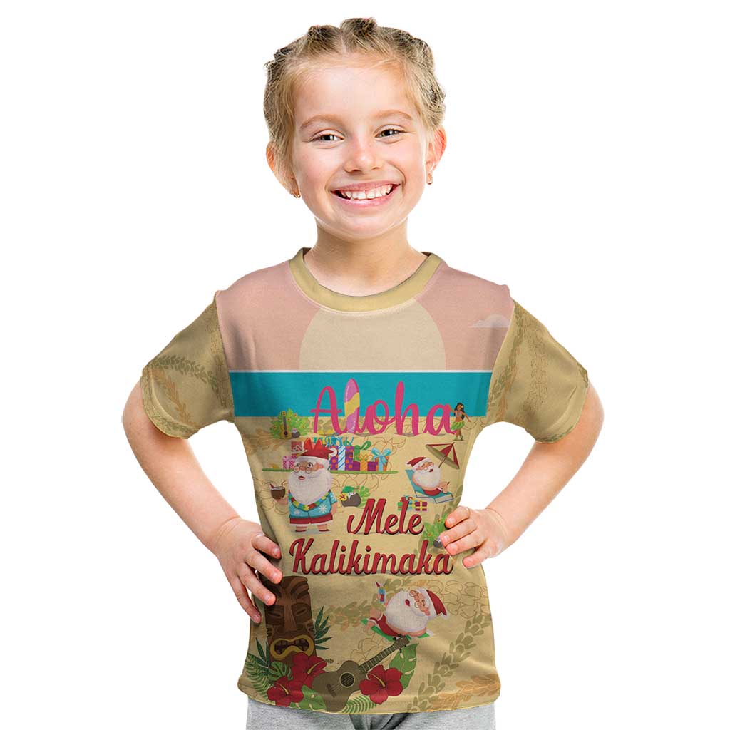 Aloha Hawaii Mele Kalikimaka Kid T Shirt Beachy Funny Santa Hawaiian Lei - Polynesian Pride