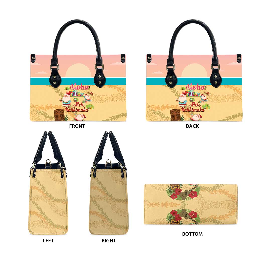 Aloha Hawaii Mele Kalikimaka Leather Bag Beachy Funny Santa Hawaiian Lei - Polynesian Pride