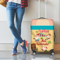 Aloha Hawaii Mele Kalikimaka Luggage Cover Beachy Funny Santa Hawaiian Lei - Polynesian Pride
