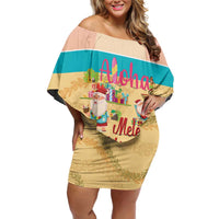 Aloha Hawaii Mele Kalikimaka Off Shoulder Short Dress Beachy Funny Santa Hawaiian Lei - Polynesian Pride