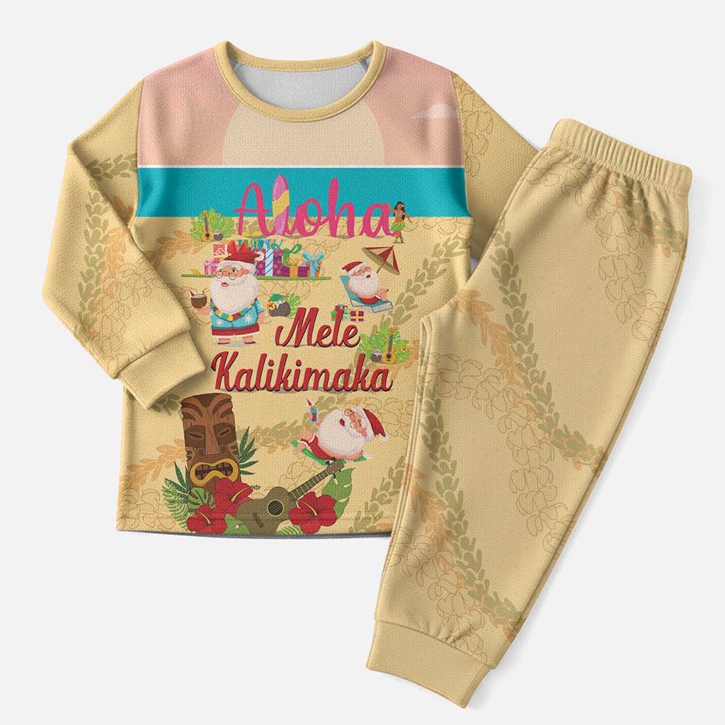 Aloha Hawaii Mele Kalikimaka Christmas Pajama Set Beachy Funny Santa Hawaiian Lei - Polynesian Pride