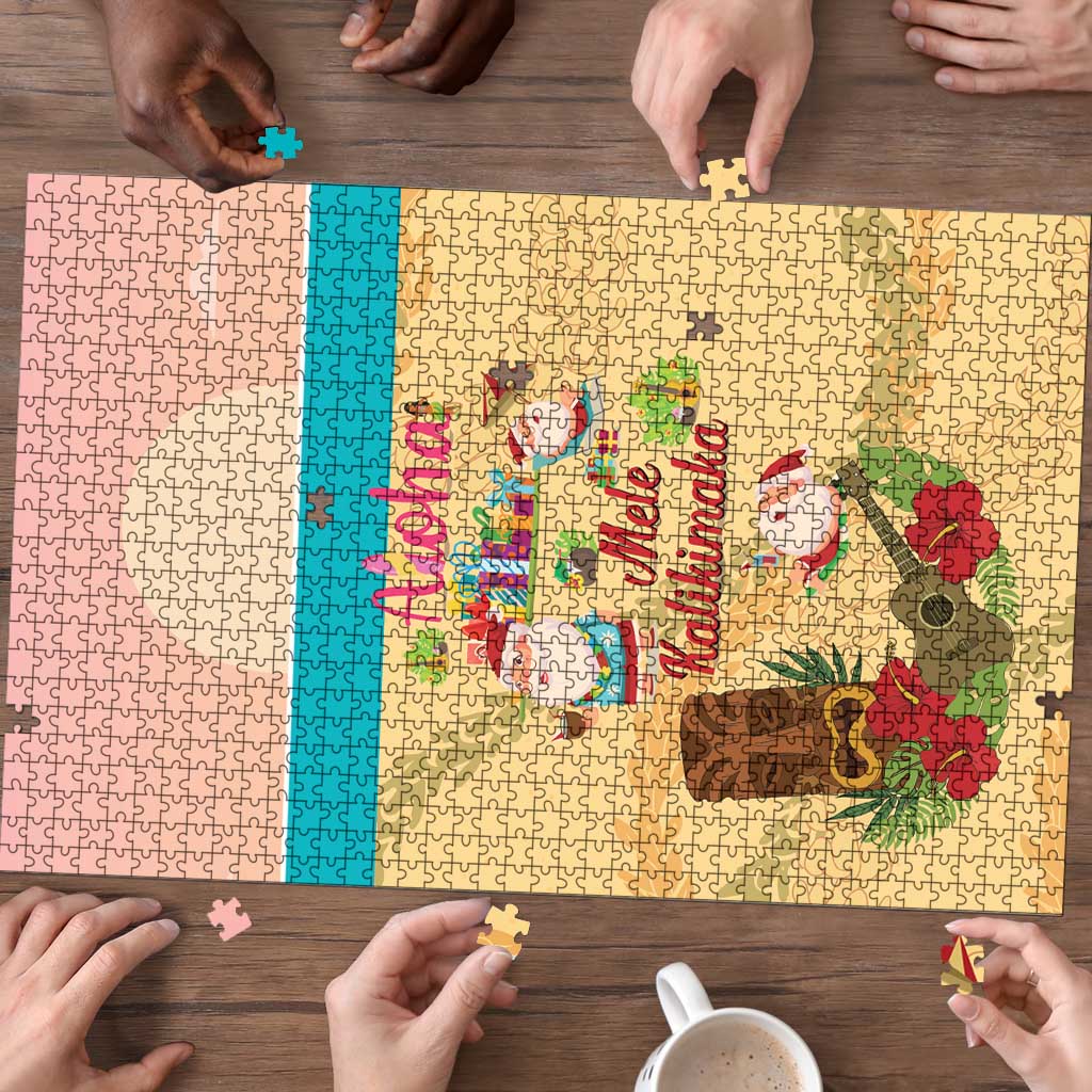 Aloha Hawaii Mele Kalikimaka Puzzle Beachy Funny Santa Hawaiian Lei - Polynesian Pride