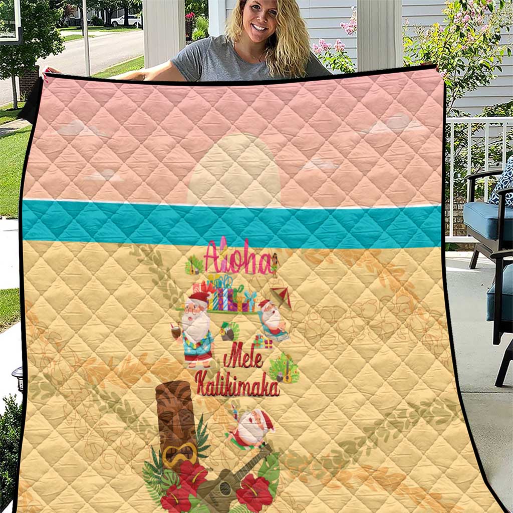 Aloha Hawaii Mele Kalikimaka Quilt Beachy Funny Santa Hawaiian Lei - Polynesian Pride