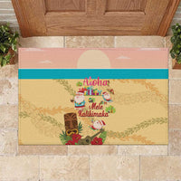 Aloha Hawaii Mele Kalikimaka Rubber Doormat Beachy Funny Santa Hawaiian Lei - Polynesian Pride