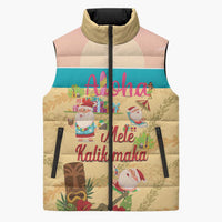 Aloha Hawaii Mele Kalikimaka Sleeveless Puffer Jacket Beachy Funny Santa Hawaiian Lei - Polynesian Pride