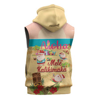 Aloha Hawaii Mele Kalikimaka Sleeveless Zip Hoodie Beachy Funny Santa Hawaiian Lei LT14 - Polynesian Pride