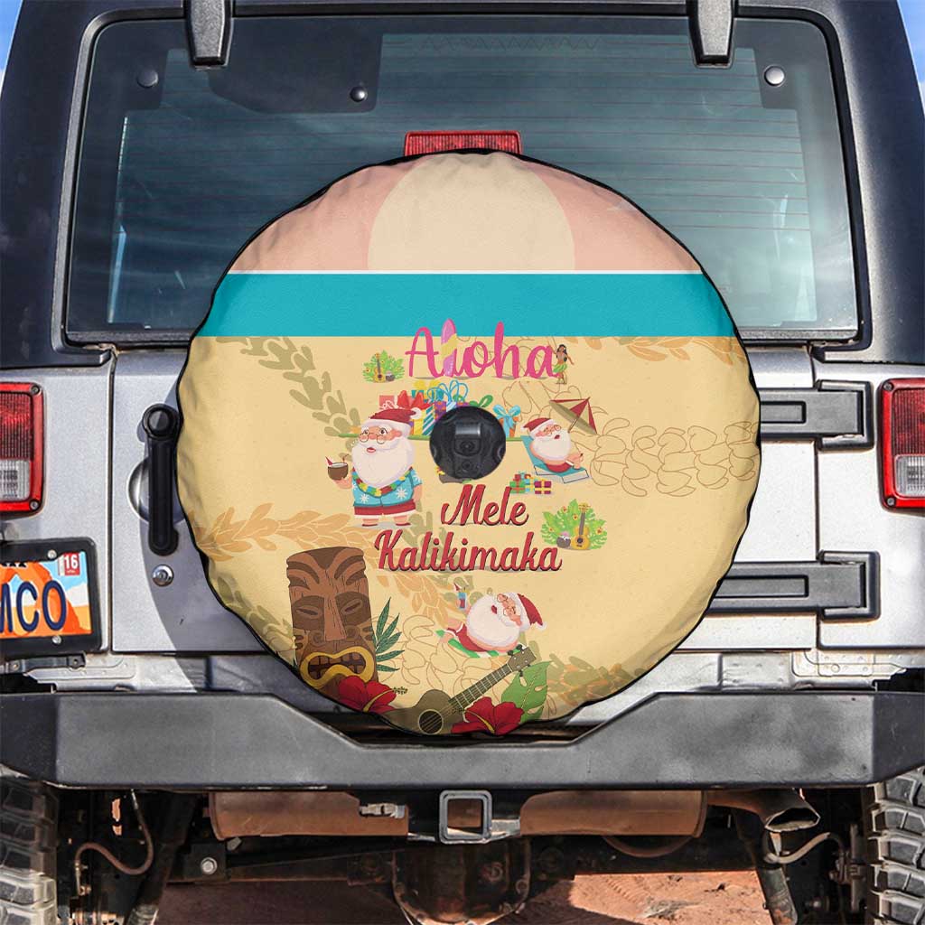 Aloha Hawaii Mele Kalikimaka Spare Tire Cover Beachy Funny Santa Hawaiian Lei - Polynesian Pride