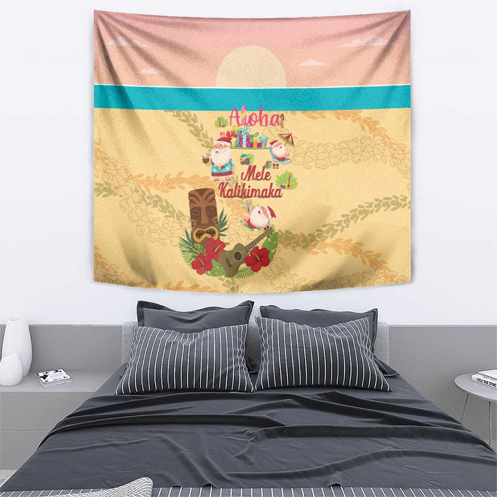 Aloha Hawaii Mele Kalikimaka Tapestry Beachy Funny Santa Hawaiian Lei - Polynesian Pride