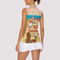 Aloha Hawaii Mele Kalikimaka Women Sleeveless Polo Shirt Beachy Funny Santa Hawaiian Lei - Polynesian Pride